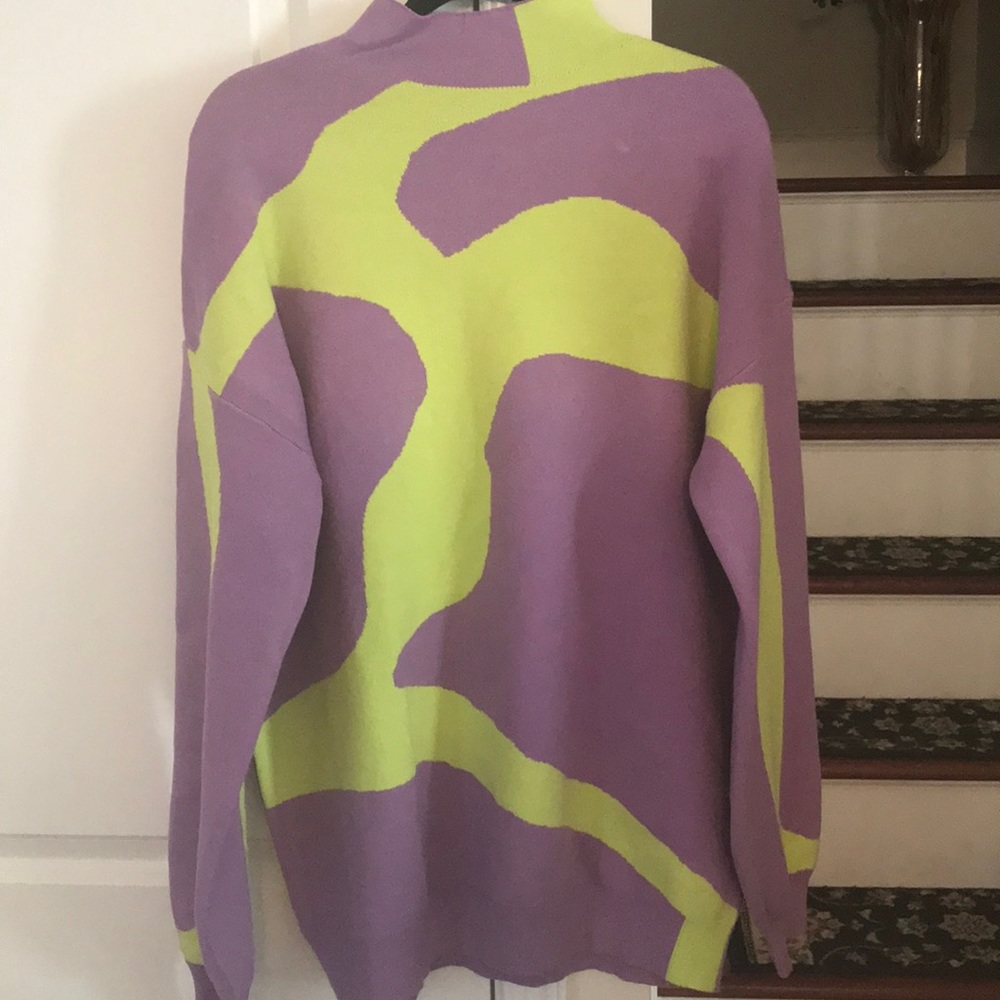 Bulky purple & green sweater - Picture 2 of 4